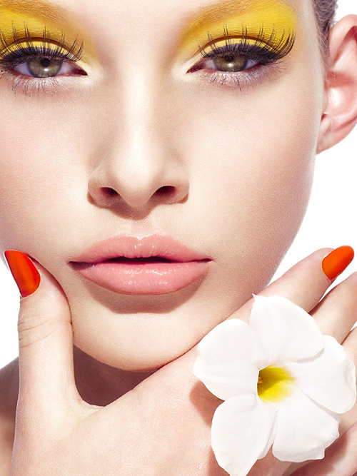alessandro shadow make-up red nails yellow eyeshadow advertising make-up artist dortmund